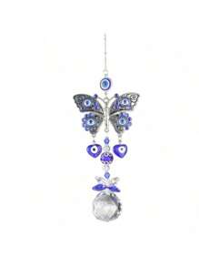 1pc,Evil Eye Crystal Sun Catcher - Optical Prism Rainbow Projection Wind Chime For Entryway Windows, Healing Energy Hanging Ornament With