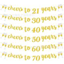 1Set,Cheers To 21 30 40 50 60 70 Years DIY String Glitter Banner Happy Birthday Decorations For Men Women Him Her Any Years Old Birthday Anniversary Party Supplies Sparkle Black Decor - Multicolor - View 4