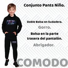 Conjunto de Pants para Niño 2 Piezas Sudadera y Pantalon Deportivo Bonitos Diseños Bordados Outfit Cómodo para Niños Modelos de Temporada - Negro - Ver 3