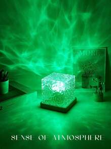 1 pièce Lampe à projection d'ondes 16 couleurs - Flamme rotative progressive avec lumière aquatique, avec télécommande, convient pour le bureau, la table de chevet, la chambre à coucher, le bar, le restaurant, veilleuse des vagues