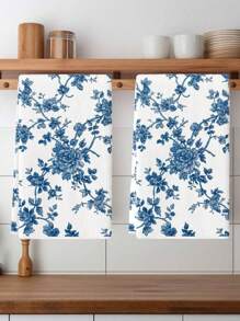 2pcs Pink Rose Sunflower Lemon Hand Towels Elegant Flower Rose Comfortable Soft Polyester Microfiber Towels For Home Hotel Bathroom