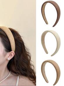 1 Stück Boho Sommer Stroh geflochtenes Haarband, vielseitiges einfarbiges Haarzubehör für den Alltag und Strand/Urlaub, Sommerurlaub, Strandaccessoires, Haarzubehör, Haarreif, Diadema, Haarreifen