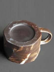 1pc 200ml Ceramic Retro Handmade Personal Coffee Cup, Home Use Coarse Pottery Creative Milk Tea Cup, Japanese Handcraft Coffee Mug, Afternoon Tea Cup, Ceramic Mug, Asymmetrical Mug Nordic Style