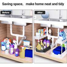 Ngăn kéo đựng đồ hai lớp dung tích lớn - Tiết kiệm không gian, dễ dàng lấy đồ, tối đa hóa diện tích lưu trữ - Lý tưởng cho nhà bếp, phòng tắm và việc sắp xếp đồ đạc trong nhà. Phụ kiện phòng tắm - trắng - Xem 5