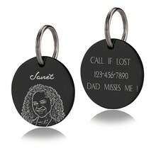 1pc Personalized Pet Portrait ID Tags - Custom Round Name & Number Engraved Dog & Cat Collar Tags - Multicolor - View 11