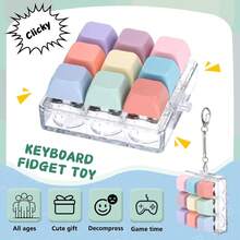 1 Pc Keyboard Fidget Toy, Fidget Clicker Keyboard Fidget Keychain, Button Fidget Gifts For Adults To Relieve Stress And Pass Time