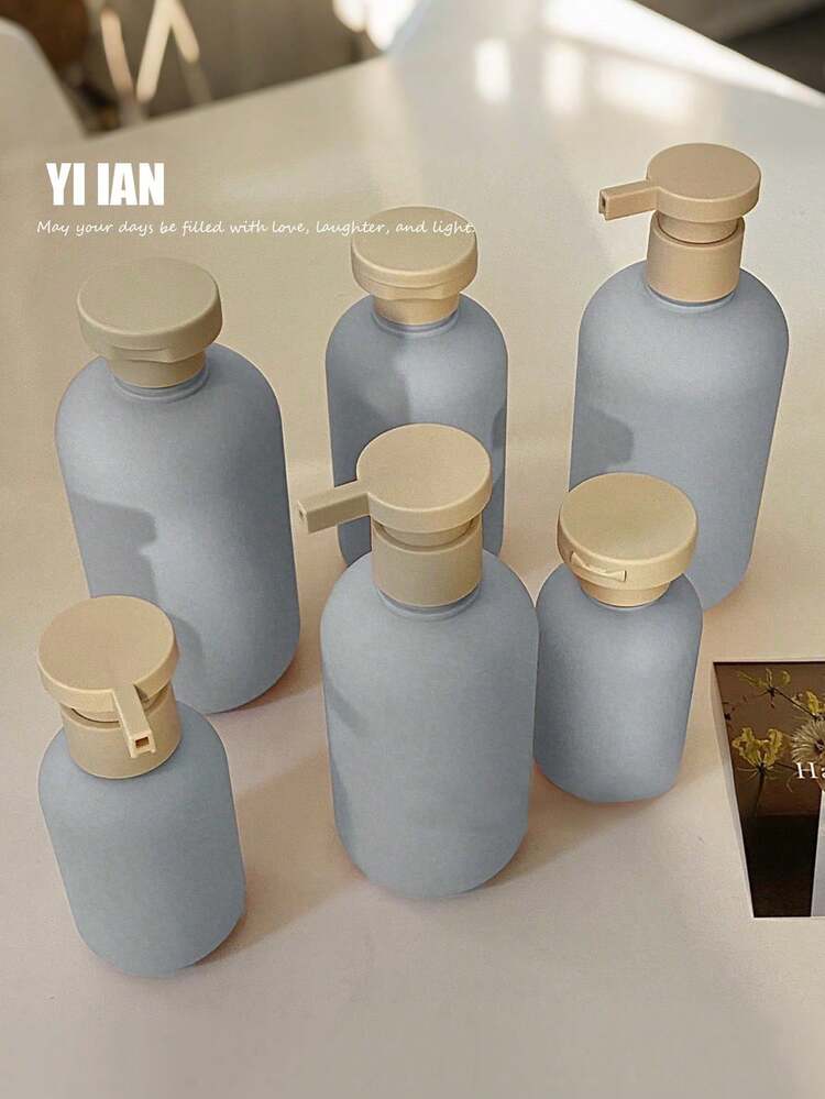 Bouteilles de voyage en silicone, bouteilles de bain portables de type pression pour shampoing, revitalisant, contenants en plastique rechargeables pratiques pour les voyages avec capuchon rabattable - Bleu azur - Voir 12