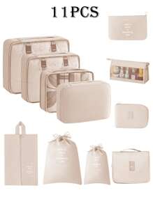 11pcs/Set Travel Organizer Bags, Multifunctional Packing Cubes, Cosmetic Case, Garment Bag, Zipper Pouch, Tote Bag, Mesh Bag, Shoe Bag, Drawstring Bag, Universal Bag, Underwear Bag, Luggage Bag, Jewelry Bag, Makeup Bag, Large Capacity, Portable, Mesh, Space Saving, For Clothes, Pants, Underwear, Toiletries, Shoes, Daily Items, Travel Storage, Multipurpose Pouches, Pants, Shoes, Jeans, Boots, Skirts, Bedroom, Organizer Bag, Home Storage