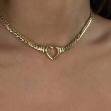 1pc Minimalist Stainless Steel Flower Folded Golden Bracelet & Necklace Set, Versatile Daily Wear Unisex Jewelry