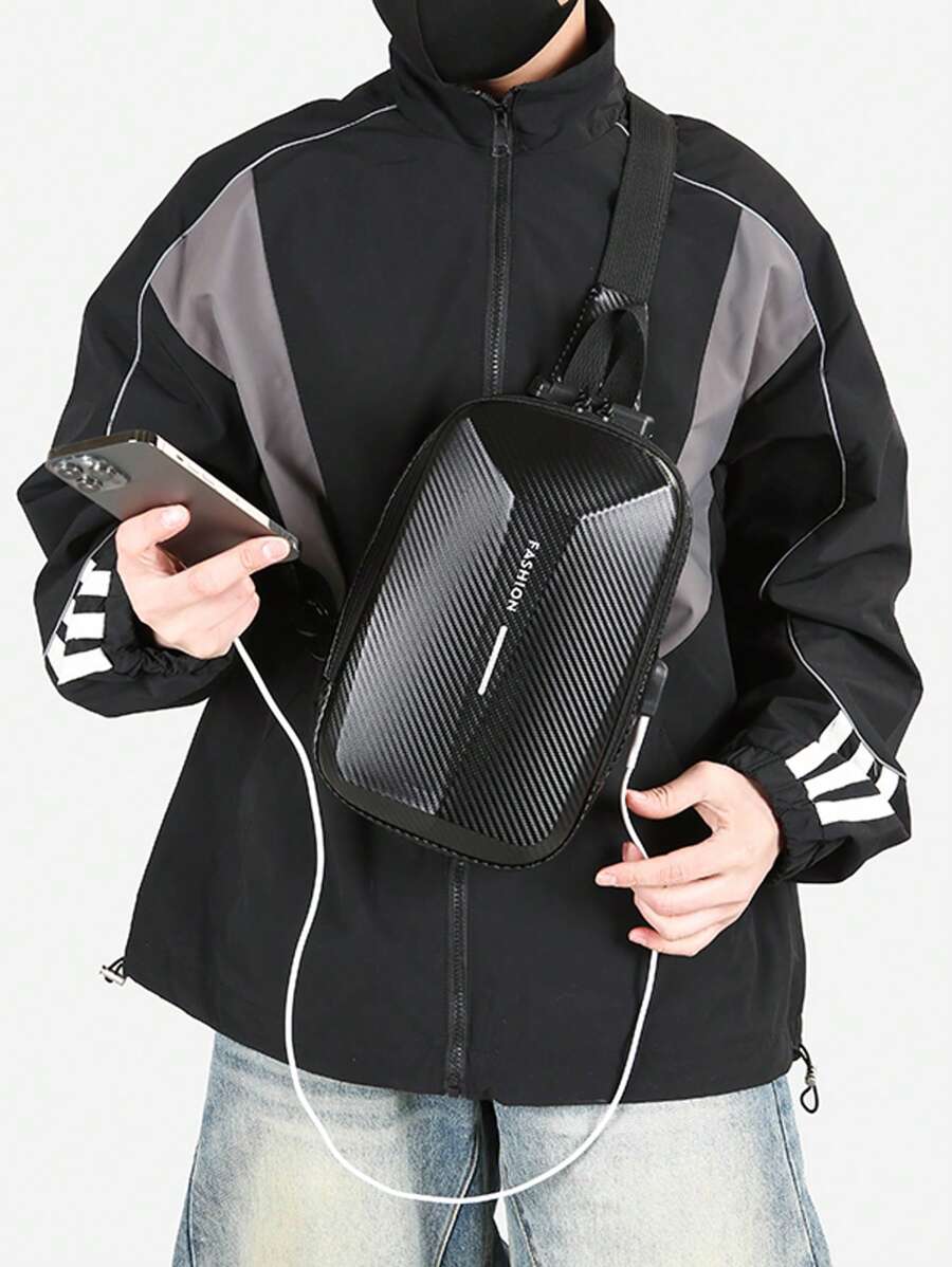 Bolsa de Motocicleta de Casca Rígida da Moda Masculina, Bolsa Cinto Minimalista Casual, Bolsa Peito, Com Alça de Mão, Adequada para Compras, Transporte, Esportes, Versátil Bolsa de Cintura e Peito