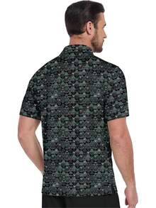 Men's Golf Shirts Short Sleeve Moisture Wicking Performance Print Patterns Casual Collared Golf Polo Shirt For Men-2025 - Dark Green - View 8