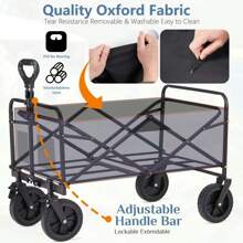 Heavy Duty Collapsible Wagon Cart - Large Capacity Foldable Beach Cart For Camping,Sports,Shopping & More , Portable & Easy To Store
