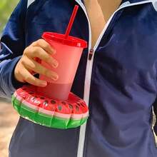 1pc Creative Inflatable Drink Holders, Floating Inflatable Cup Holders Beverage Coasters, Suitable For Pool Party Festival, Make Pool Parties Fun And Exciting With This Inflatable Drinks Holder!, Beach Essentials, Beach Accessories