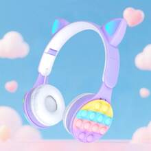Gerripuer Beliebte süße Katzenohren Produkte, Ohrhörer in Mehrfarbig, verstellbar, Audifonos Gaming-Headset, Ohrhörer mit Freisprecheinrichtung, kabellose Kopfhörer mit kräftigem Bass für unterwegs, Zuhause, Büro, Gym