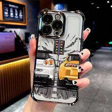 Funda de Teléfono con Graffiti de Coche de Carreras para 17 16 15 14 13 12 11 Pro X XR XSMAX 8 Plus, Cubierta Trasera Transparente y Suave a Prueba de Golpes - Colores mixtos - Ver 2