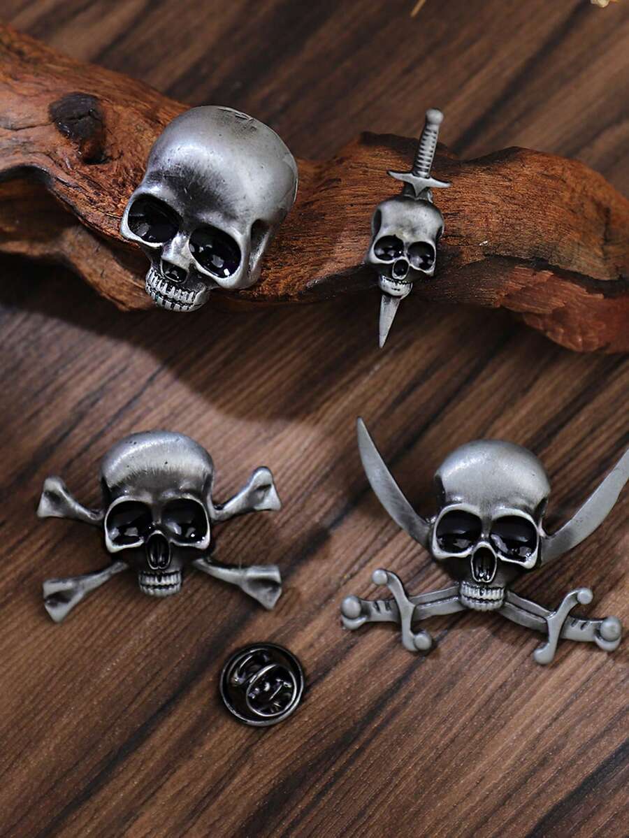 1 件复活节万圣节骷髅海盗胸针女巫合金水钻徽章金属首饰背包适用于学校办公室配饰衬衫夹克圣诞别针、秋冬配饰，适合青少年、青年、男士、休闲、户外、运动、度假、毕业礼物、生日、日常穿着 - 彩色 - 查看 1