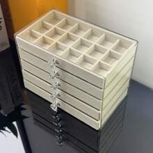 1pc,3 Compartments 5 Layers Velvet Jewelry Box Drawer Jewelry Storage Box,Necklace Earring Ring Jewelry Storage Box,Gift For Women And Girls Large Capacity Portable Jewelry Storage Box,Bathroom Storage Box,Desktop Storage Drawer Box,Stackable Storage Box Storage Rack Drawer Jewelry Box Ring Box Earring Storage Box Drawer Jewelry Storage Box,Three Layers Acrylic Flannel Jewelry Box