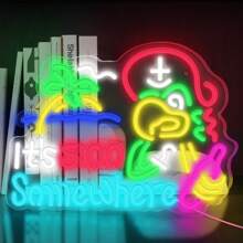Insegna luminosa al neon "It's 5 o'clock somewhere", luci da barra, sala giochi, finestre, pareti, feste, compleanni, camera da letto, comodino, decorazione, regali per uomo