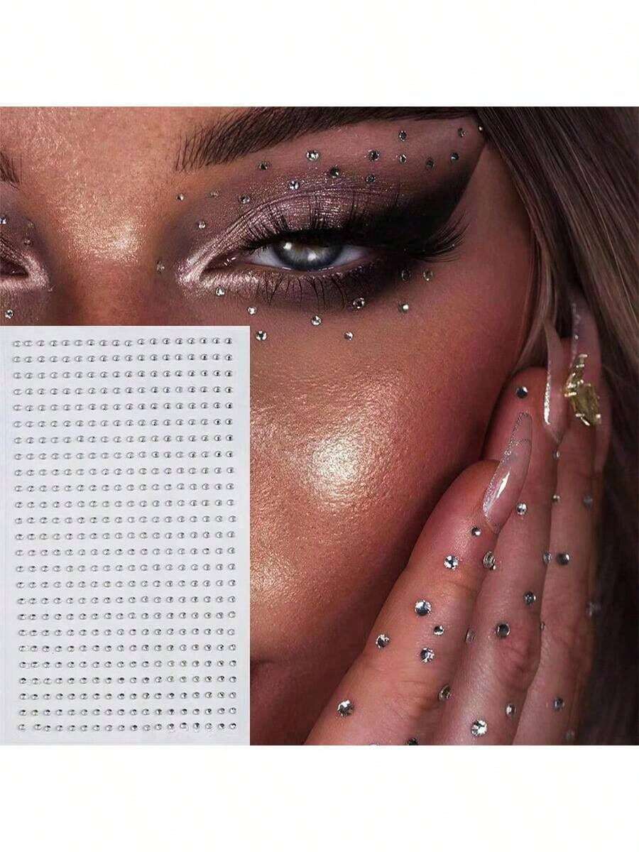 2mm Facial Gems, Hair Gems, Eyebrow Gems, Diamond Stickers, Crystal Decorative Stickers, Suitable For Body, Hair, Nails, Makeup, Festival Celebration Makeup Stickers, 2mm, Handmade DIY Face Stickers, Carnival/Masquerade Party Facial Decor