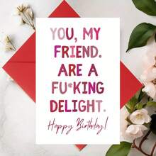 1 张趣味生日贺卡，讽刺幽默的生日快乐贺卡，适合送给朋友，手工制作的欢快庆祝贺卡，适合任何人，包括信封