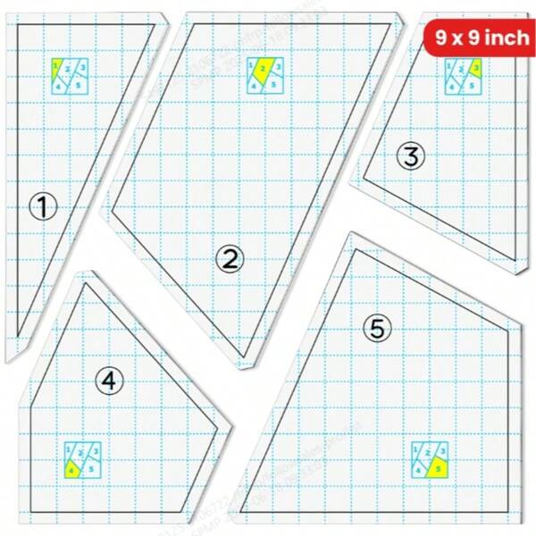 [Acrylic Quilting Template] 9x9 Inch Acrylic Quilting Template Set Cutting Templates For Sewing Machine, DIY Hand Patchwork Quilt, Classic Style