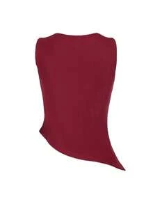 Camiseta de mujer WOWDARK elegante de unicolor y cuello de tortuga reversible - Burdeos - Ver 2