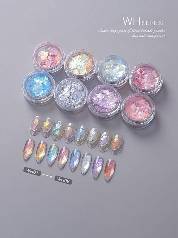 Aurora Crystal Asymmetrical Reflective Opal Flakes Nail Powder For Nails DIY Powder Manicure Decoration Materials