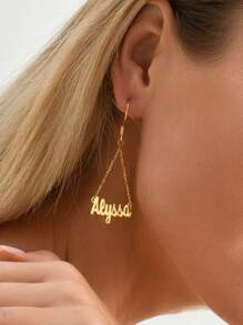 1pc Dainty Name Earrings , Custom Name Jewelry , Gold Earrings , Personalised Earrings , Contains Exquisite Gift Boxes As Valentine's Day, Holiday Gifts, Mother's Day Gifts, And Love Gifts.