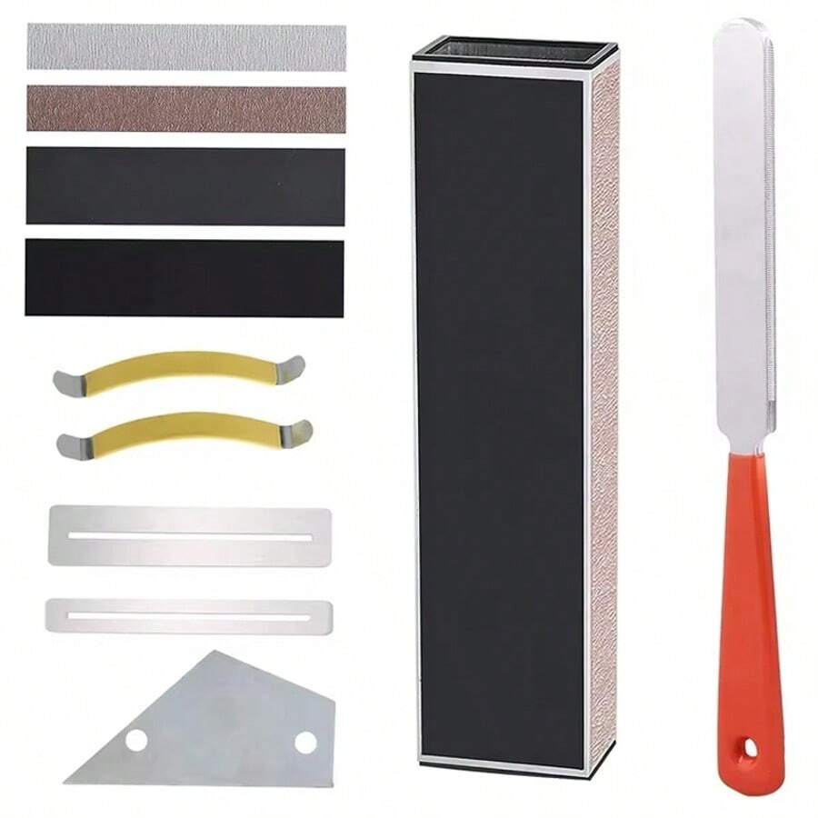 11PCS Guitar Luthier Tool Kit Fret Crowning File Rocker Fingerboard Protectors - Black - View 1