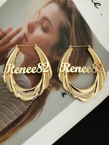 1pc Custom Hoop Earrings,Name Hoop Earrings,Letter Hoop Earrings,Personalized Name Earrings,Big Hoop Earrings,Custom Gift For Mom,Jewelry Gift