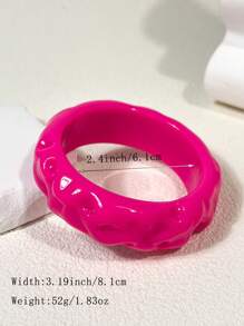 1pc New Summer Pink Glitter Resin Bracelet & Ring Set, Contrast Color Design Suitable For Women Daily, Beach, Vacation Decoration