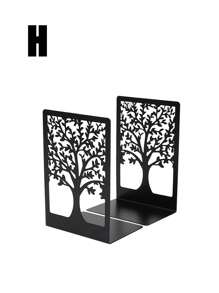 1Pair Metal Bookends, Tree Of Life Desktop Metal Book Ends, Book Storage Rack, Minimalist Desktop Book Holder, Student Combo Desk Organizer Rack, Multifunctional Desktop Decoration Stand For Office Best Gifts Birthday, Office Desktop Home Bookend Gift For Book Loves Office Desktop Iron Book Rack, Book Stand, Reading Stand,