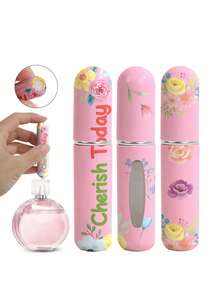 1/4 件套夏季花朵图案化妆品瓶，可爱 Ins 5ml 旅行便携式底部香水灌装喷雾瓶，可重复使用的香水分配工具，多种图案可供选择，适用于男性和女性