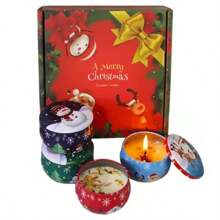 1 pièce Boîte à bougie en métal avec bonhomme de neige et Père Noël, bougie parfumée de Noël, décoration de maison, faveur de fête, cadeau de Noël et de Nouvel An
