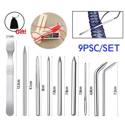 2Set (9pcs/Set) Stainless Steel Paracord Bracelet Fid Lacing Stitching Needles Tool UKSTOCK