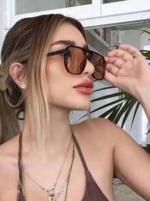 1 Peça Óculos de Piloto de Duplo Feixe da Moda Unissex, Acessórios de Praia para Mulheres, Óculos Escuros Básicos, Roupas Femininas de Outono e Inverno, Presentes Casuais de Negócios, Estampa de Onça para Verão, Praia, Exterior, Viagem