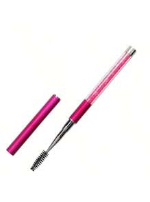 1 Pc Purple Spoolies Mascara Wands Eyelash Brushes ,Diamond-Encrusted Eyelash Brush Comb Eye Brow Brush Applicator With Cap Travel Unscented Nylon Bristle, Palm Brush Form, ABS Plastic Rod, Suitable For All Skin Types, Makeup Tool