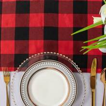 2pcs Black & Red Plaid Table Runner, 12"X108" Party Decor Tablecloth For Christmas, Thanksgiving, Halloween, Farmhouse, Home, Daily Use - Multicolor - View 3