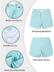 Rocorose Women's Board Shorts Quick Dry Elastic Waist Swim Shorts Surf Swimwear With Pocket And Liner - Blue - View 5