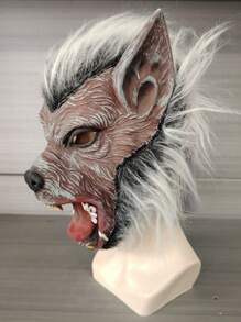 On Halloween, There Will Be A Wolf Head Latex Animal Headgear Mask Dance And A Funny Cosplay As An In A Haunted House Escape Room