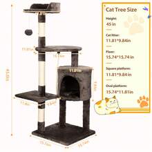 SEBRUANC 112cm Cat Tree Multi-Layer Cat Scratching Tree Medium Cat Tower Cat Climbing Frame  Stable Frame And Comfortable Perch With Cat Toys And Sisal For Fats To Care For Their Paws And Have Fun - Brown - View 9
