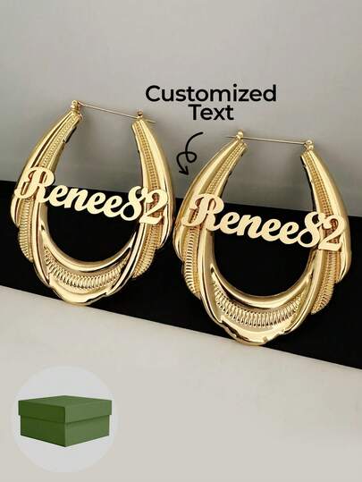 1 pieza Pendientes de aro personalizados, Pendientes de aro con nombre, Pendientes de aro con letra, Pendientes con nombre personalizado, Pendientes de aro grandes, Regalo personalizado para mamá, Regalo de joyería