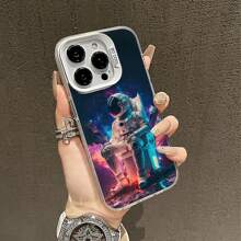 1pc Fashionable Astronaut Style Shock-Proof Phone Case, Thick Anti-Slip Protective Cover Compatible With IPhone 11, 12, 13, 14, 11ProMax, 12ProMax, 13ProMax, 14ProMax, XR, 15, 15PRO, 15PROMAX, Galaxy S20/S21/S22/S23/S24/S25/S24FE/S24Ultra/S25Ultra - Technology Atmosphere Astronaut - View 4
