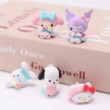 Sanrio 5 قطع/مجموعة مصغرة من الشخصيات المحببة "هيلو كيتي"، "كورومي" "ميلودي" 3 سم، تمثيل ديكور الكيك وألعاب مكتبية وديكور السيارات