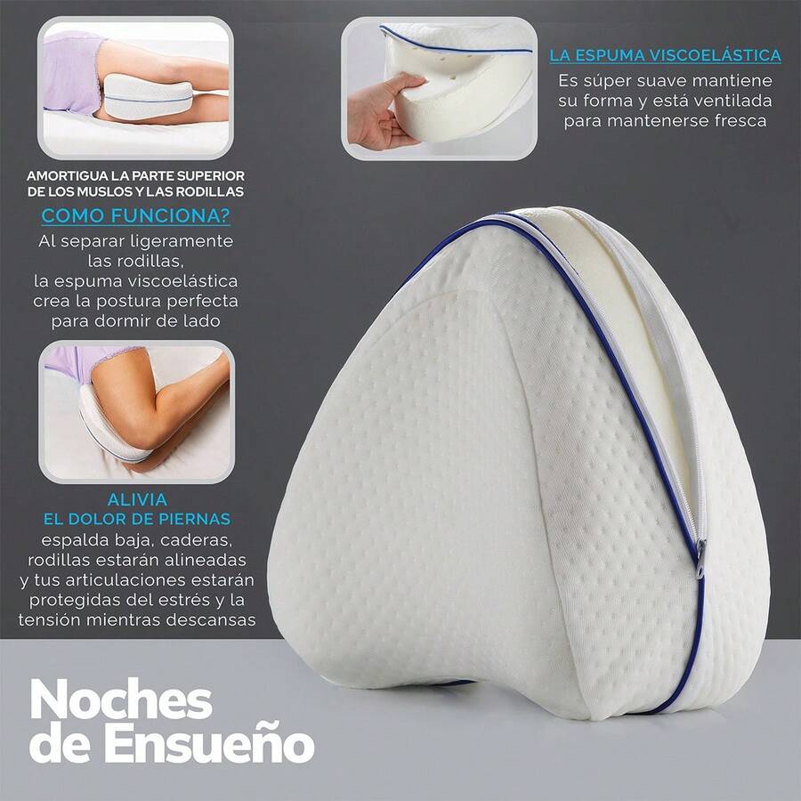 Almohada Ortopédica Viscoelástica Premium para Rodillas y Piernas, Cojín Ergonómico de Memoria con Gel Refrescante para Rodillas, Separador de Piernas Terapéutico de Espuma de Memoria Ventilación. Protección Anti-Estrés Articular Alivia Dolores y Mejora la Postura - Blanco - Ver 1
