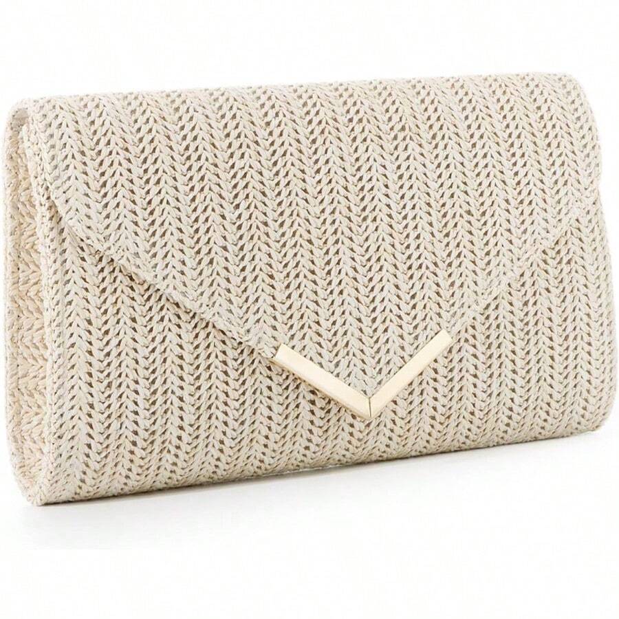 GOKTOW Straw Clutch Purse Raffia Rattan Summer Evening Bag Woven Beach Handbags For Women Wedding Vacation Travel Party 2025-0029 - 米色 - 查看 1