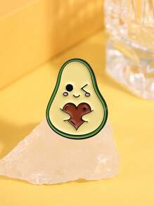 1pc Cartoon Fruit Avocado Metal Brooch, Cute Pin Badge For Friends, Suitable For Men And Women Daily Wearing