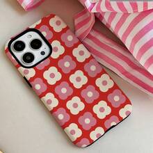 Funda para teléfono (1 unidad) con diseño floral rojo, película protectora dos en uno. Resistente y amortiguadora de golpes. Compatible con los modelos 16, 15, 14, 13, 12, 11, Plus, Pro, Birthday Friends y FLEHYMSHK. - Colores mixtos 1 - Ver 3