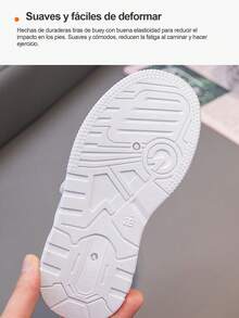 Zapatillas deportivas blancas para niña, con puntera redondeada y cordones adhesivos, diseño informal, estampado de ositos de dibujos animados, suela antideslizante, ideales para ir al colegio y para las actividades diarias de los niños. - Rosa - Ver 9