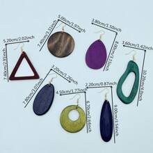 Juego de 7 pares de pendientes de madera estilo bohemio multicolor, pendientes con vibra de vacaciones de moda, regalos para mujeres, accesorios para fiestas y celebraciones